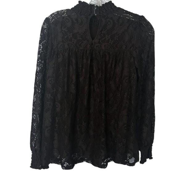 Cable & Gauge Lace Mock-Neck Blouse Women’s Small Black Whimsigoth Witchcore - Picture 3 of 8